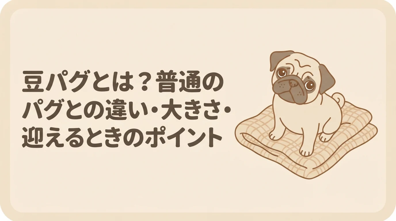 小さめのパグの子犬が毛布の上でこちらを見上げている様子