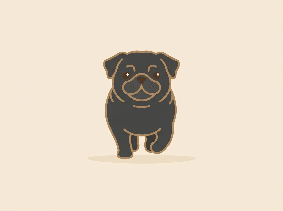 愛情深く人懐っこい、パグ本来の性格を表すイラスト