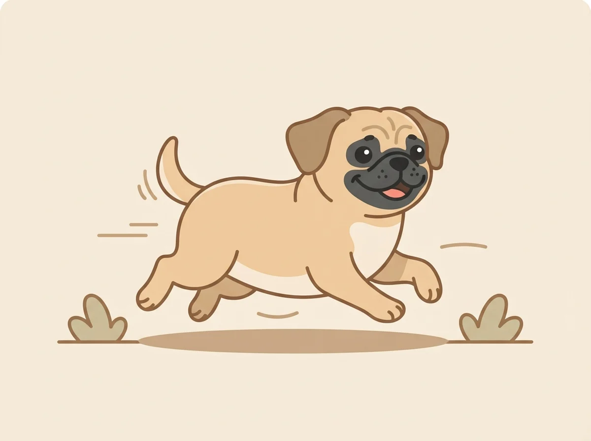 パグミックスの代表的な組み合わせの一例として、パグとビーグルのミックス犬「パグル」を示したイラスト