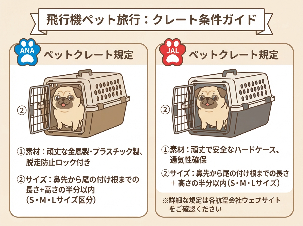 飛行機で利用するクレートのサイズ区分を示した図