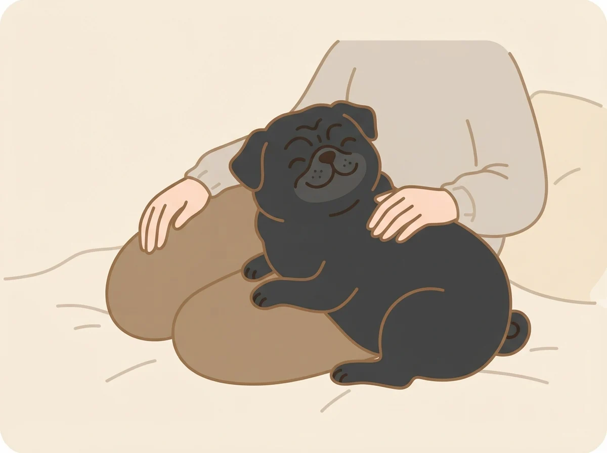 根気強く向き合うことで深まる、パグとの信頼関係を表すイラスト