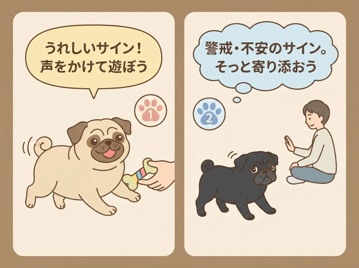 気持ちのサインに合わせた接し方の工夫を示した図解
