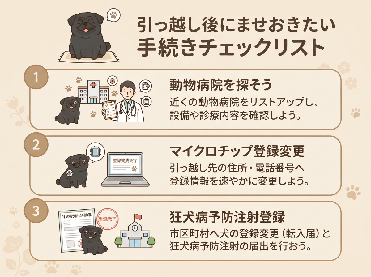 引っ越し後に済ませておきたい登録情報の変更手続きを示した図